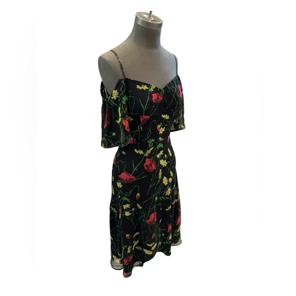 Jason Wu Grey Off-ShoulderFloral-Print Silk Chiffon Dress 4$595